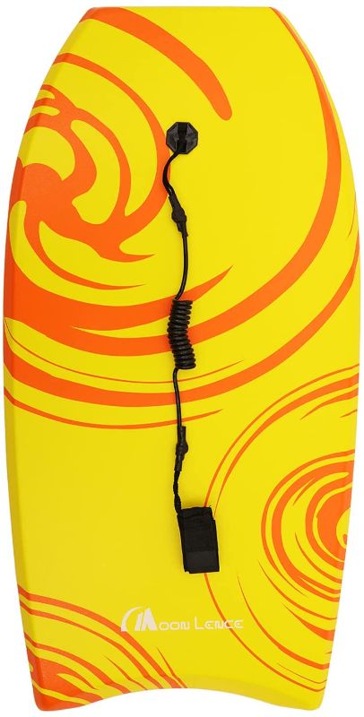 Photo 1 of MOON LENCE Body Board for Beach with EPS Core & Wrist Leash 33" Body Board with Slick Bottom Surfing for Kids Teens and Adults(1 PC)
