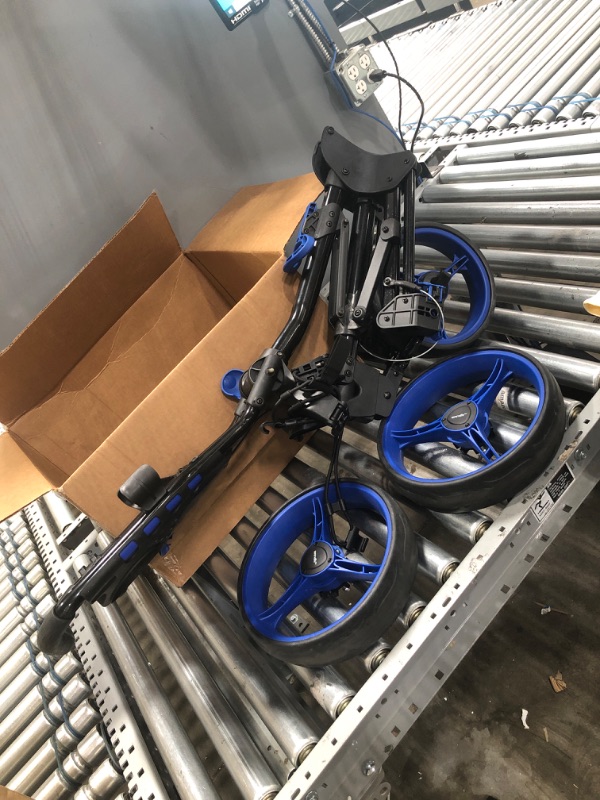 Photo 1 of SereneLife 3 Wheel Golf Push Cart - Lightweight Folding Walking Push Cart Roller Golf Bag Holder w/Foot/Handle Brake, Upper/Lower Bracket w/Elastic Strap, Scorecard/Cup/Bag Storage Holder SLGZ48