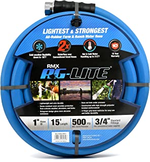 Photo 1 of AG-LITE BSALONE15 1" x 15' Hot/Cold Water Rubber Garden Hose, 100% Rubber, Ultra-Light, Super Strong, 500 PSI, -50F to 190F Degrees, High Strength Polyester Braided, 2x Water Flow
