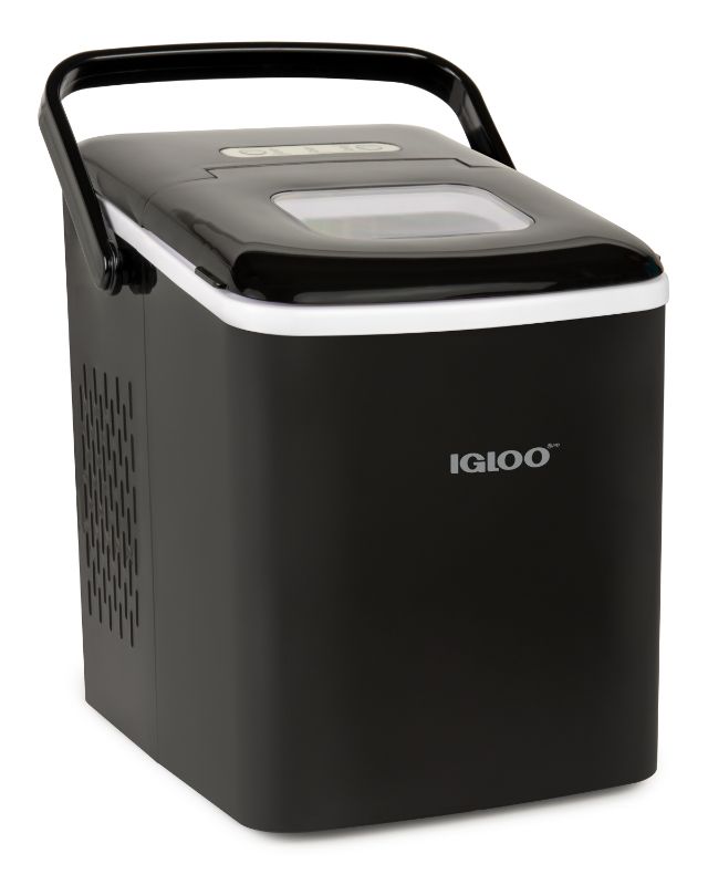 Photo 1 of Igloo ICEB26HNBK 26-Pound Automatic Self-Cleaning Portable Countertop Ice Maker Machine With Handle, Black
