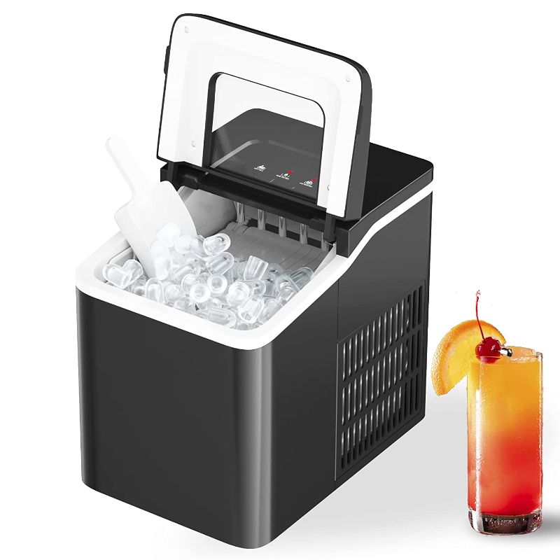 Photo 1 of ***PARTS ONLY*** Portable Ice Maker, Mini Ice Machine Countertop 9 Cubes/ 8 Mins with Automatic Cleaning and Scooper (Black)
