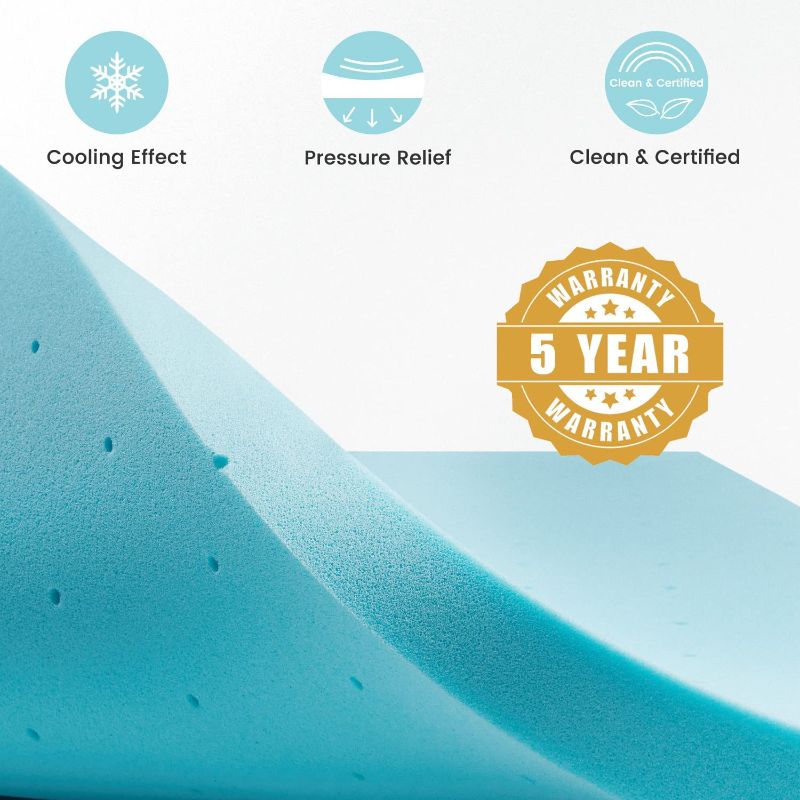 Photo 1 of  3 Inch Memory Foam Mattress Topper, Cooling Gel Ventilated Design, CertiPUR-US Certified, Full