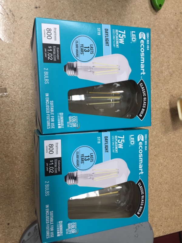 Photo 2 of **PACK OF 2**
75-Watt Equivalent ST19 Antique Edison Dimmable CEC Clear Glass Filament Vintage Style LED Light Bulb Daylight (2-Pack)
