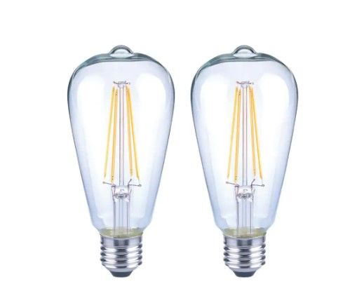 Photo 1 of **PACK OF 2**
75-Watt Equivalent ST19 Antique Edison Dimmable CEC Clear Glass Filament Vintage Style LED Light Bulb Daylight (2-Pack)
