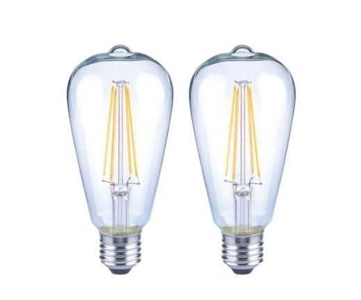 Photo 1 of **PACK OF 2**
75-Watt Equivalent ST19 Antique Edison Dimmable CEC Clear Glass Filament Vintage Style LED Light Bulb Daylight (2-Pack)
