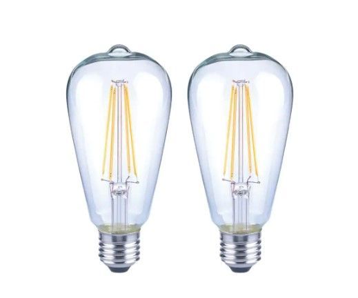 Photo 1 of **PACK OF 2**
75-Watt Equivalent ST19 Antique Edison Dimmable CEC Clear Glass Filament Vintage Style LED Light Bulb Daylight (2-Pack)