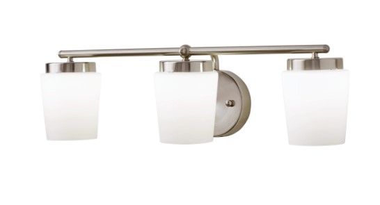 Photo 1 of **INCOMPLETE**
Jackson Park 22 in. 3-Light Brushed Nickel Integrated LED Bathroom Vanity Light Bar with Frosted Glass
