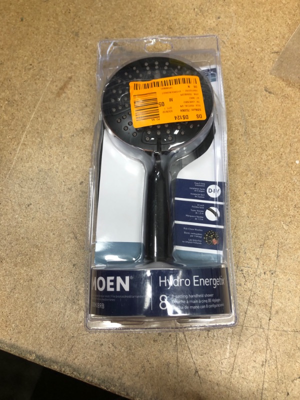 Photo 2 of 
MOEN
HydroEnergetix 8-Spray Patterns with 1.75 GPM 4.75 in. Wall Mount Single Handheld Shower Head in Mediterranean Bronze