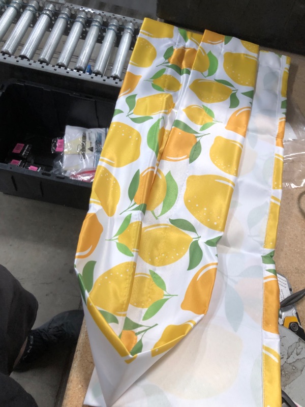 Photo 1 of Ambesonne Lemonade Window Valance, Pattern of Fresh Drink in Bottle and Cup  Curtain Valance  54" X 12", 