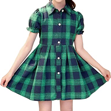 Photo 1 of Raroauf Girls' Kids Long Sleeve Check Plaid Dresses,Little & Big Girls' Collar Neck Casual Button Down Shirt Dress size 2-3 years 