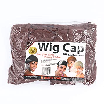 Photo 1 of USED: 100 Pcs Bulk Pack Stocking Caps for Wigs Stretchy Lightweight Breathable Headband (Dark Brown)
