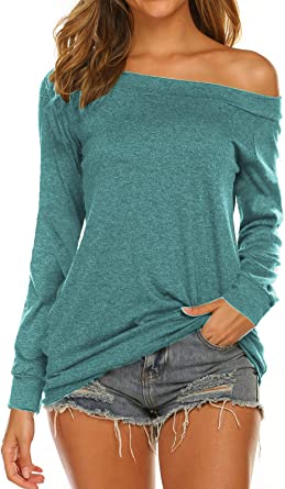 Photo 1 of Halife Women's Long Sleeve Boat Neck Off Shoulder Blouse Tops Medium
 