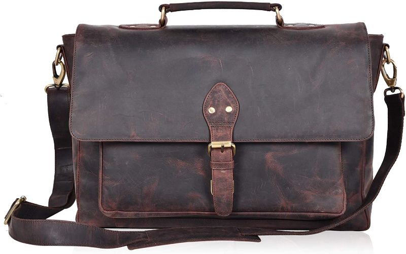 Photo 1 of Genuine estalon store vintage leather messenger bag for office- handmade document breifcase adjustable satchel bags