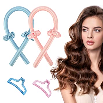 Photo 1 of Tik Tok Women Heatless Hair Curlers For Long Hair, No Heat Silk Curls Headband You Can To Sleep In Overnight, Soft Foam Hair Rollers
