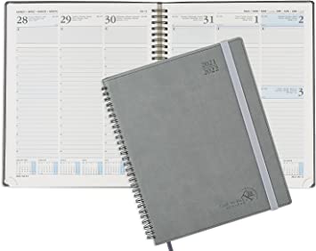 Photo 1 of TWO PACK: Academic Planner 2021-2022 with Hourly Schedule & Vertical Weekly Layout - Agenda August 2021 - August 2022 with Note & Contact Pages, Vegan Leather Soft Cover, 8.5" x 10.5", Grey
