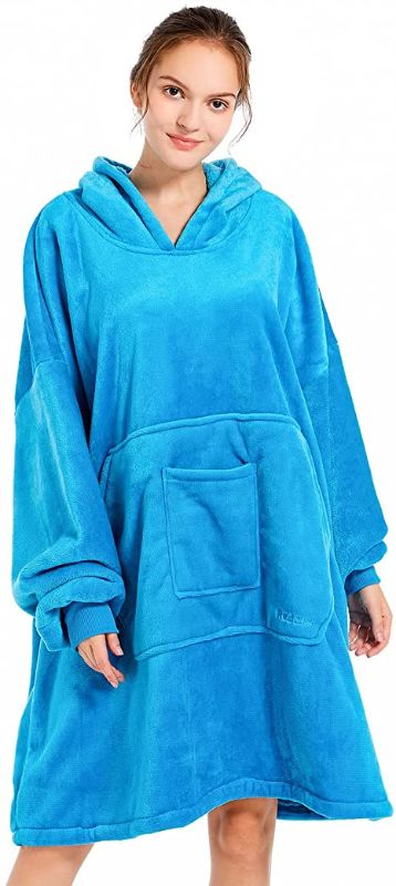 Photo 1 of Blanket Hoodie Sweatshirt, Wearable Blanket Oversized Sherpa with Sleeves and Giant Pocket, Cozy Hoodie Warm for Adult Kids
