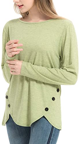 Photo 1 of 2 PACK DISECAC Women Long Sleeve Shirts Round Neck Button Tunics Casual Tops Blouses ONE LARGE AND MEDIUM.