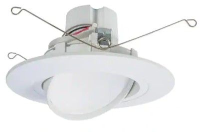 Photo 1 of Halo
RA 5 and 6 in. White Integrated LED Recessed Light Adjustable Gimbal Retrofit Trim with Selectable CCT (2700K-5000K)