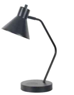 Photo 1 of Hampton Bay
19 in. Black Task Lamp with Wireless and USB Charging Station