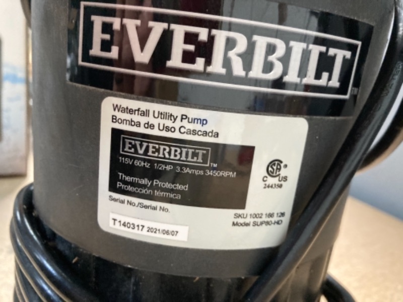 Photo 4 of Everbilt
1/2 HP Waterfall Submersible Utility Pump