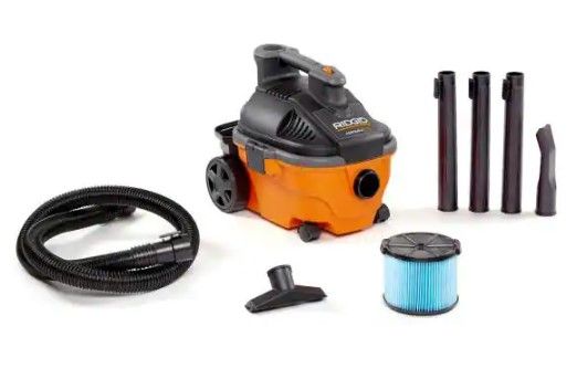 Photo 1 of RIDGID
4 Gallon 5.0-Peak HP Portable Wet/Dry Shop Vacuum with Fine Dust Filter, Hose and Accessories