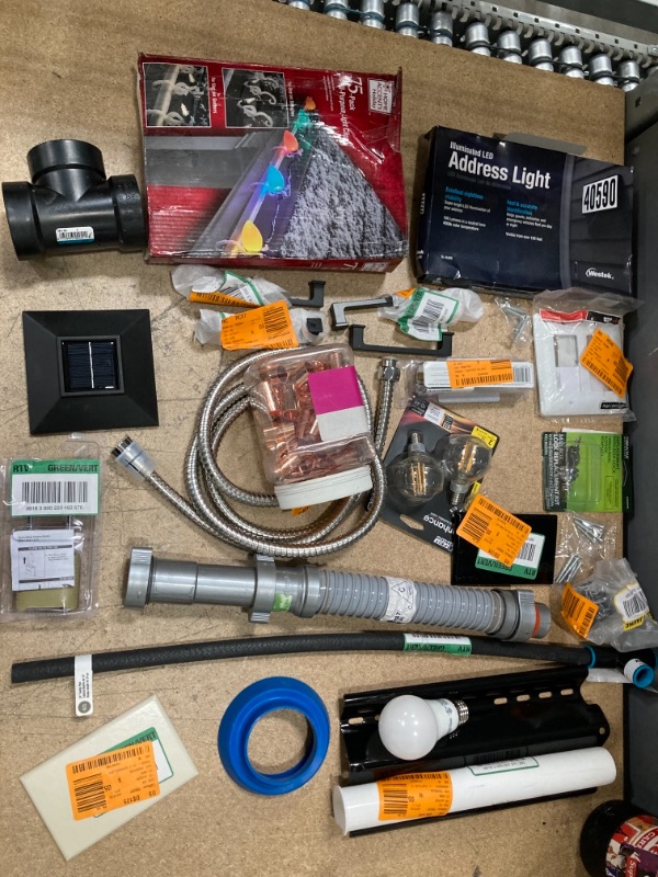 Photo 1 of **NON REFUNDABLE** BUNDLE OF MISC HOME DEPOT ITEMS; ASSORTMENT OF HOME IMPROVEMENT GOODS, GARDENING SUPPLIES, ELECTRIC, TOOLS  AND PLUMBING BUNDLE 