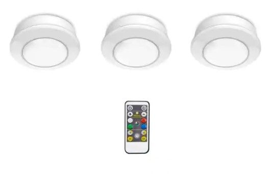 Photo 1 of Defiant
Remote Control 3.11 in. LED White Color Changing Puck Light (3-Pack