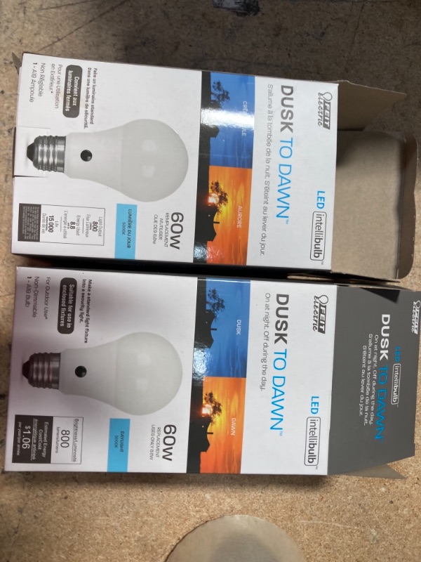 Photo 3 of Feit Electric
60-Watt Equivalent Daylight (5000K) A19 IntelliBulb Dusk to Dawn CEC Title 20 Compliant 90+ CRI LED Light Bulb