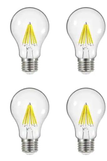 Photo 1 of EcoSmart
60-Watt Equivalent A19 Dimmable Energy Star Clear Filament Vintage Style LED Light Bulb Daylight (4-Pack) 2 PACK 