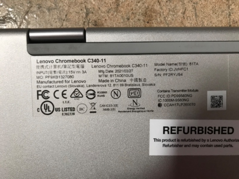 Photo 9 of (REFURBISHED, MAY CONTAIN USED PARTS; DAMAGED CORNERS)
Lenovo Chromebook C340 2-in-1-11.6" HD Touch - Celeron N4000-4GB - 32GB eMMC - Gray
