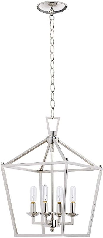 Photo 1 of (DOES NOT INCLUDE BULBS)
MOTINI 4-Light Silver Lantern Pendant Light Polished Nickel Finish