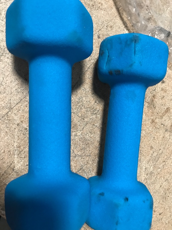 Photo 2 of (TORN MATERIAL)
Portzon Set of 2 Neoprene Dumbbell, Free Weights of 1-15 LB, Anti-Slip, Anti-roll, Hex Shape
