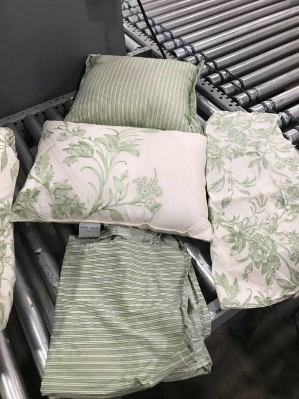 Photo 3 of Laura Ashley Home - Natalie Collection - 7pc Luxury Ultra Soft Comforter, All Season Premium Bedding Set, Stylish Delicate Design for Home Décor, Queen, Sage
