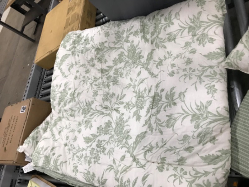 Photo 2 of Laura Ashley Home - Natalie Collection - 7pc Luxury Ultra Soft Comforter, All Season Premium Bedding Set, Stylish Delicate Design for Home Décor, Queen, Sage
