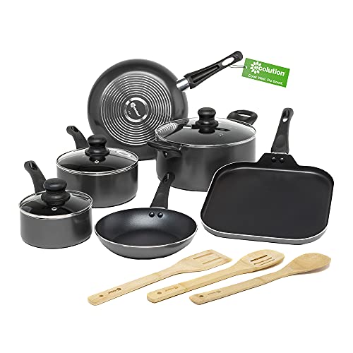 Photo 1 of Ecolution Easy Clean Non-Stick Cookware, Dishwasher Safe Pots and Pans Set, 12 Piece, Black