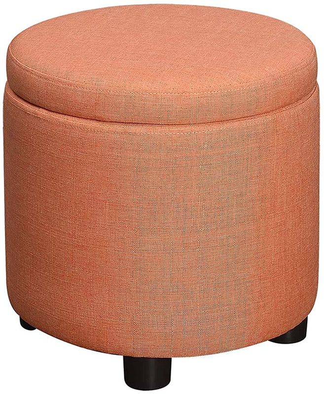 Photo 1 of Accent Storage Ottoman, Coral Faux Linen