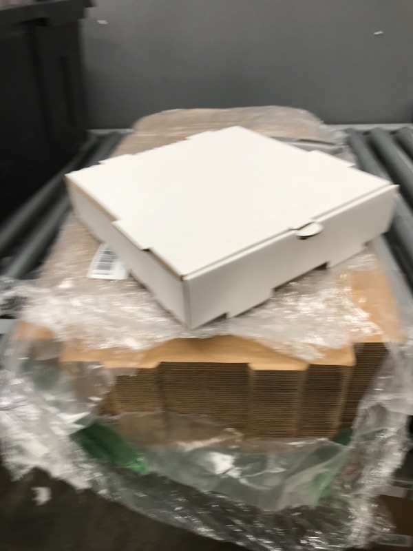 Photo 1 of White Cardboard Pizza Boxes, Takeout Containers - 10 x 10 Pizza Box Size, Corrugated, Kraft – 50 Pack
