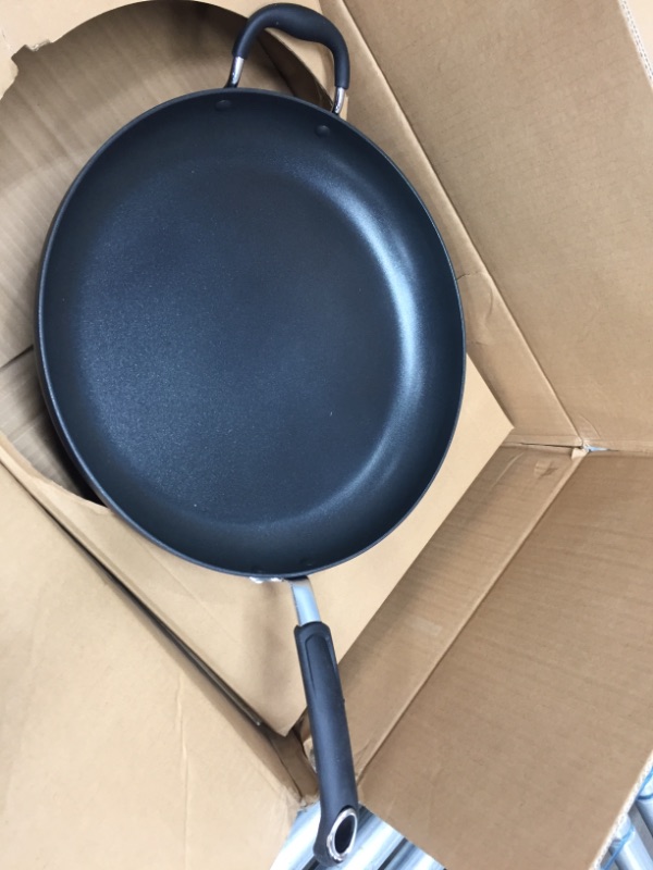 Photo 2 of Amazon Basics Hard Anodized Non-Stick 14-Inch Skillet with Helper Handle, Black
