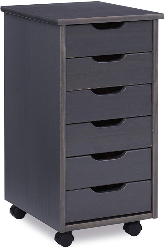 Photo 1 of *missing components* Linon Home Decor Products Corinne Six Drawer Storage, Grey Rolling Cart
