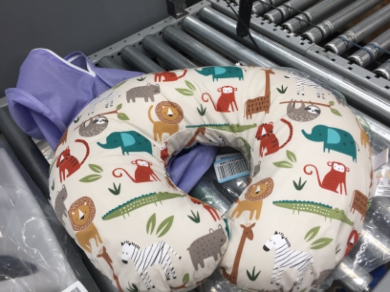 Photo 2 of Boppy Nursing Pillow and Positioner—Original | Neutral Jungle Colors with Animals | Breastfeeding, Bottle Feeding, Baby Support | With Removable Cotton Blend Cover | Awake-Time Support
