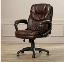 Photo 1 of Stock photo for reference - Leather/cushion Computer chair (Unknown brand//model) 
- One of wheels is damaged/fell off (See photos) 