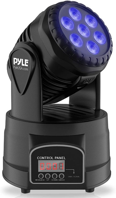 Photo 1 of Party Rotating Moving Stage Light - for Professional DJ Dance Show Performance with RGB Color LED Projector Bulbs, Flashing Disco Strobe, Beat Sync Motion Effect and DMX Control - Pyle PDJLT50 , Black
