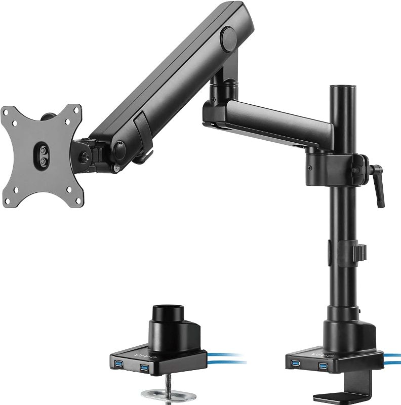 Photo 1 of ***PARTS ONLY***VIVO Premium Aluminum Full Motion Single Monitor Desk Mount Stand with Lift Engine Arm, Pole Extension, and USB Ports, Fits Screens up to 32 inches, STAND-V101BDU