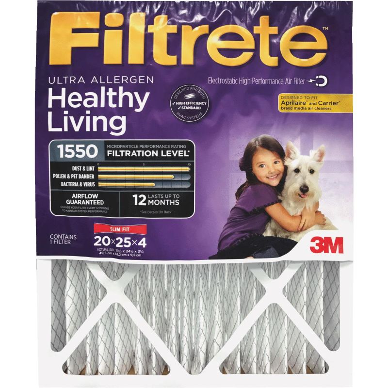 Photo 1 of 3M Filtrete 20 in. H x 25 in. W x 4 in. D Air Filter - Total Qty: 4; Each Pack Qty: 1
*** MINOR DAMAGE***
