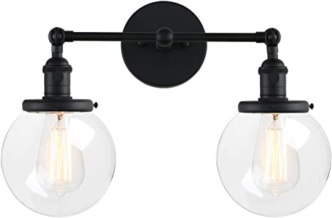 Photo 1 of ***STOCK PHOTO FOR REFERENCE ONLY***
 Vintage 2-Light Wall Sconce with Globe Glass BLACK