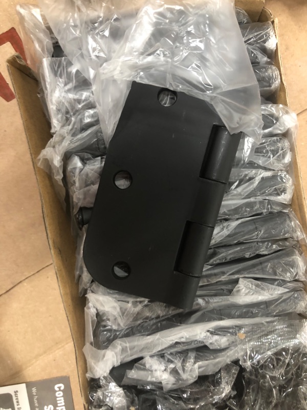 Photo 2 of 18 Pack Matte Black Door Hinges 3.5 x 3.5 Inch Interior 3 1/2 Inch Door Hinges for Doors Rounded 5/8" Radius Corners Flat Iron Hinge 3 ½"x 3 ½" Door Hardware Controls
