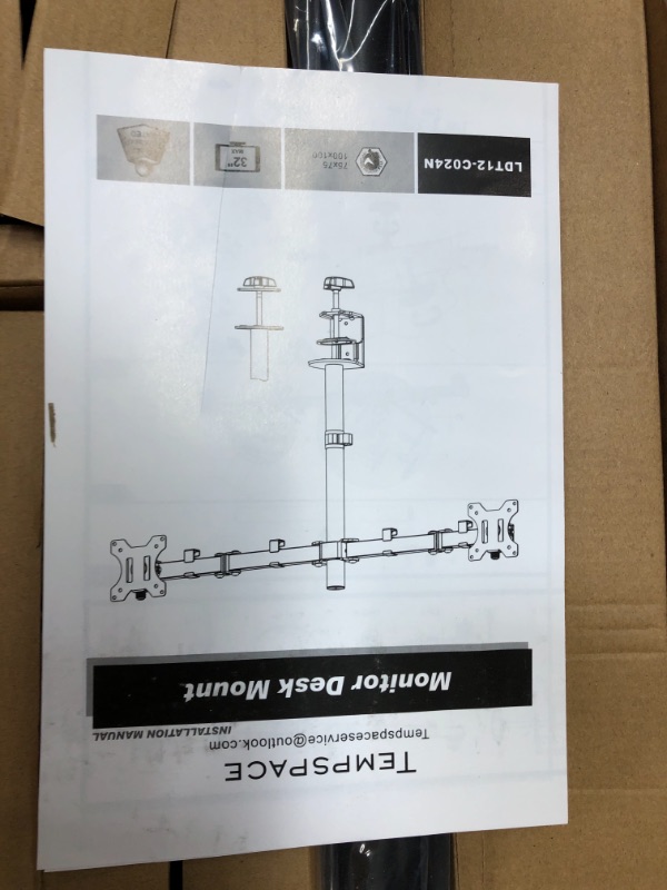 Photo 4 of TEMPSPACE Dual Monitor Stand, Full Motion Gas Spring Dual Monitor Desk Mount Two 17-32" Double Monitor Arm Swivel VESA Mount(75x75/100x100), Each Arm Holds Up to 19.8lbs
