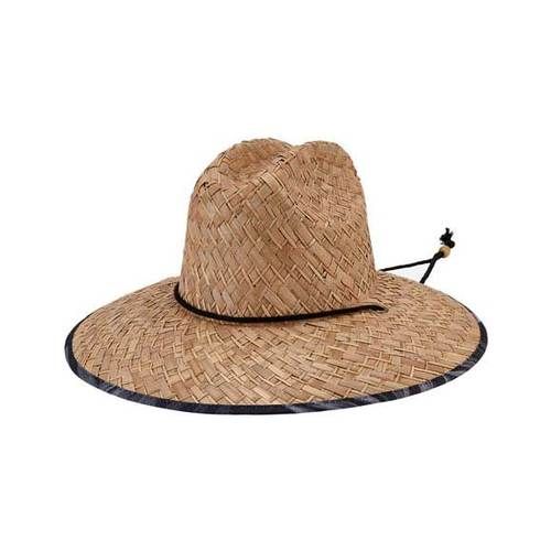 Photo 1 of San Diego Hat Company Men's Straw Lifeguard Hat with Adjustabel Chin Cord, Natural/Black, One Size