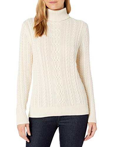 Photo 1 of Amazon Essentials Women's Fisherman Cable Turtleneck Sweater, Cream, XX-Large