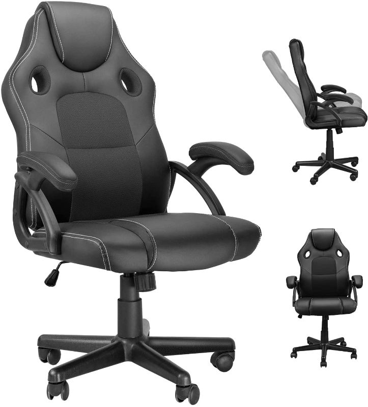 Photo 1 of Muzii Gaming Computer Chair Video Game Chair PU Leather Ergonomic Adjustable Racing Office Desk Chair with Wheels for Teens and Kids Black
